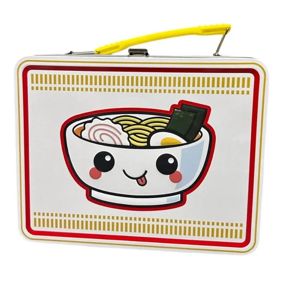 Kawaii Ramen Noodle Bowl Embossed Tin Lunch Box - Collectible